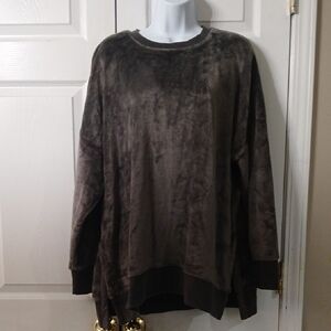 SO Plush Gray Velour Crewneck Pullover Sweatshirt comfy cozy Sz XL NOWT